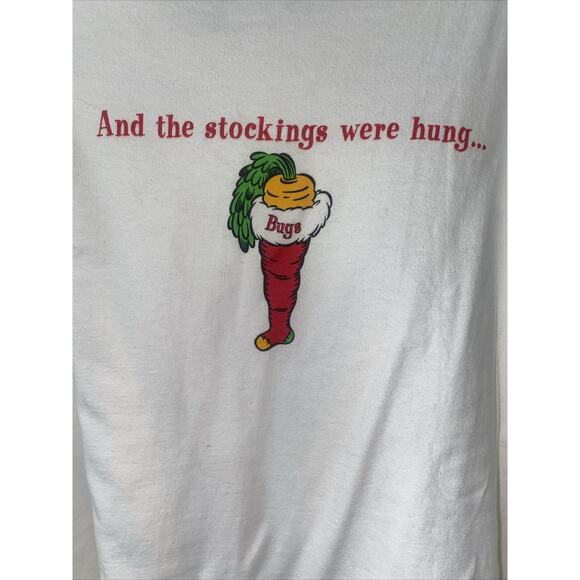 Vintage 1997 Warner Bros Men’s Bugs Bunny Santa White Long Sleeve Shirt X-Large - Picture 8 of 9